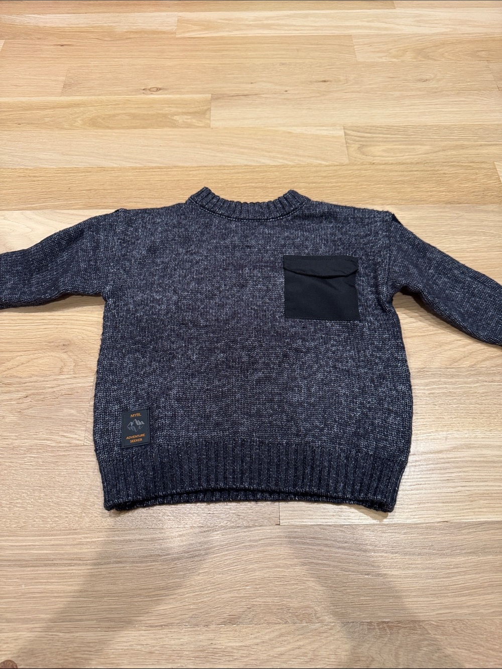Mayoral Men's Charcoal Crewneck Sweater with Black Chest Pocket